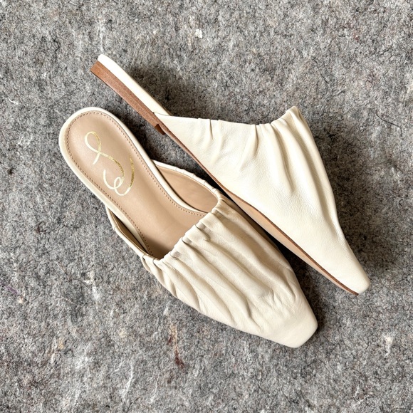 Sam Edelman Cecilia Ivory Leather square toe slip on mules flats - Picture 9 of 15